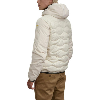 Hooded Windbreaker Jacket by Blauer for men in polyamide & polyester white showcases a urban chic silhouette, detailed with a urban chic hooded neckline and functional pockets, hooded & windproof for a polished finish.