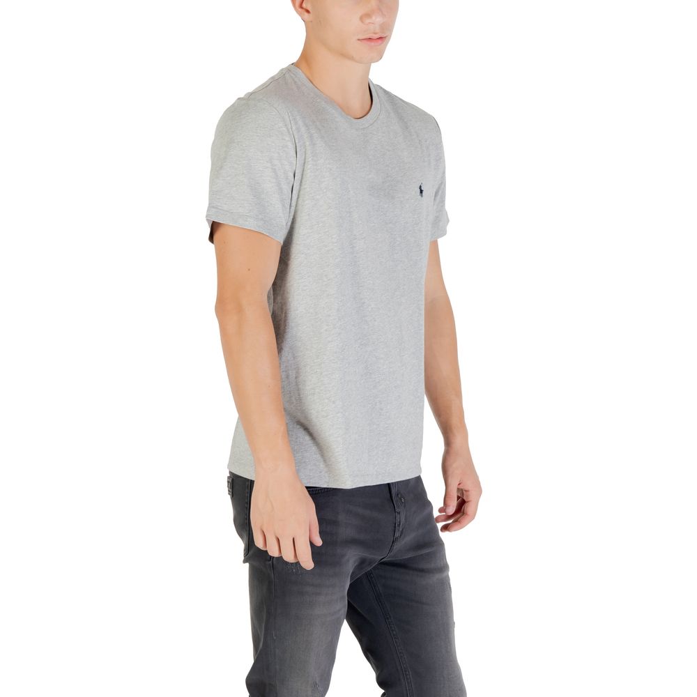 T-Shirt by Ralph Lauren for men in cotton gray showcases a fashionable silhouette, elegantly detailed with a fashionable and round crew neckline for a sophisticated, high-fashion look.