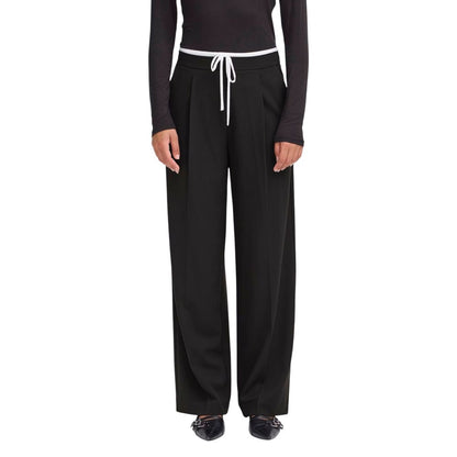ICHI Black Polyester Casual Pants