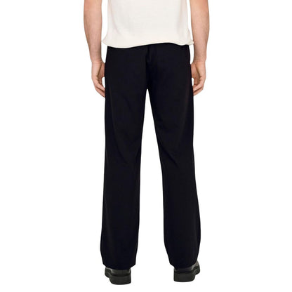 Trousers by Only & Sons for men in stretch polyester & viscose black features a artisanal silhouette, showcasing a sophisticated relaxed-fit & regular-fit with a long and for a artisanal finish.