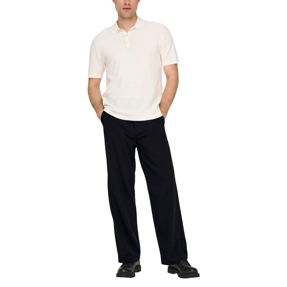 Trousers by Only & Sons for men in stretch polyester & viscose black presents a smart silhouette, meticulously detailed with a smart relaxed-fit & regular-fit, a smart long, and a smart .