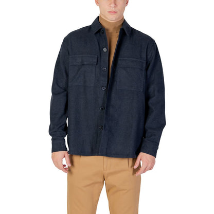 Shirt by Only & Sons for men in polyester & denim blue, featuring a nuanced long-sleeve and nuanced for a sophisticated finish.