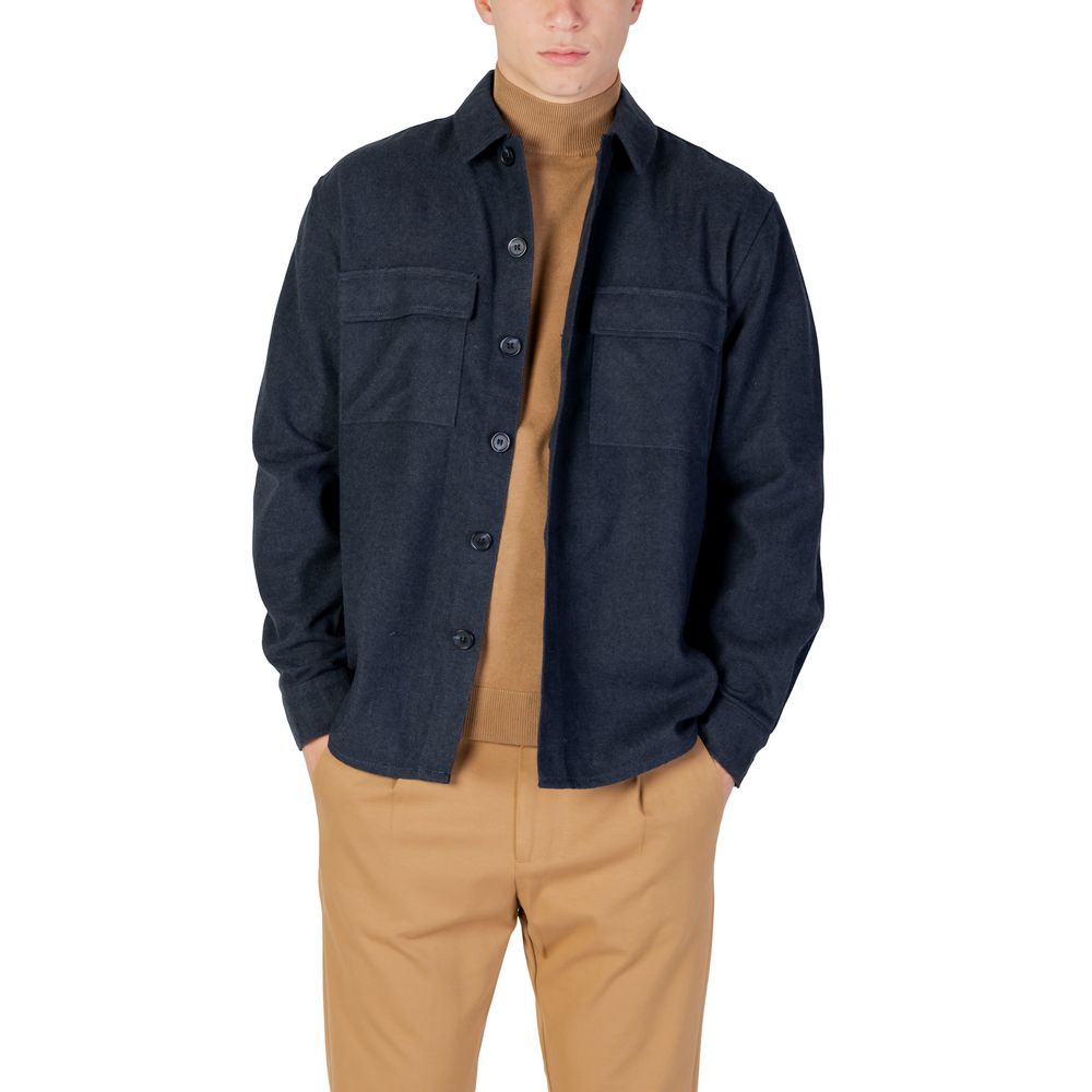 Shirt by Only & Sons for men in polyester & denim blue, featuring a nuanced and nuanced for a sophisticated finish.
