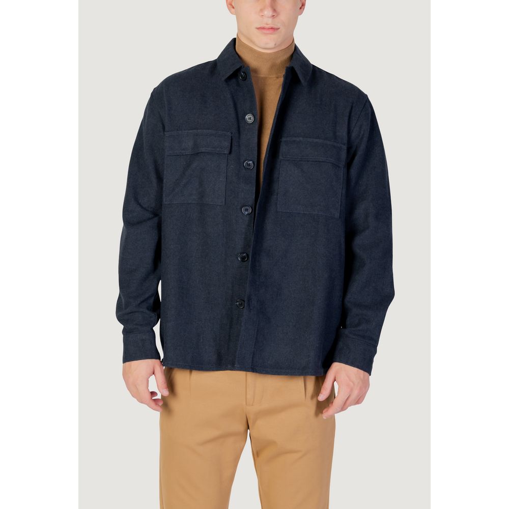 Shirt by Only & Sons for men in polyester & denim blue features an polished silhouette, showcasing a sophisticated and detail for a truly polished finish.