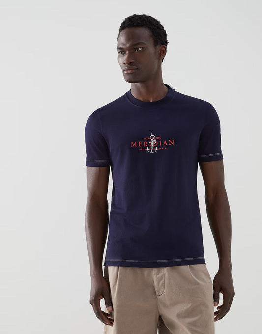 Brunello Cucinelli Blue Cotton T-Shirt