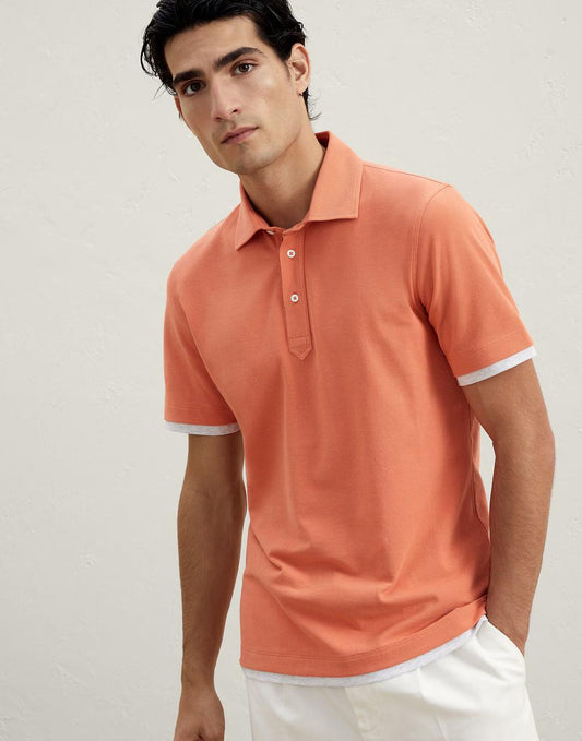 Brunello Cucinelli Bicolor Cotton Polo Shirt