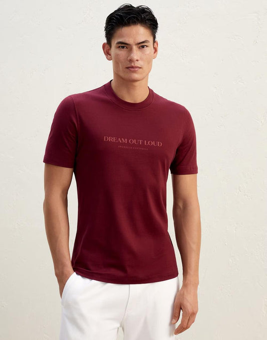 Brunello Cucinelli Burgundy Cotton T-Shirt