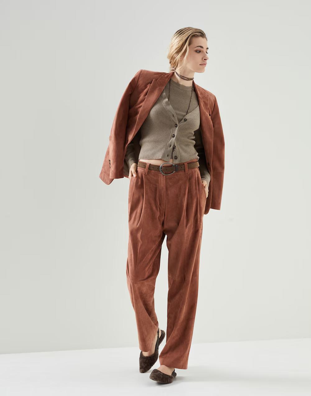 Brunello Cucinelli Brown Cashmere Sleeveles T-Shirt