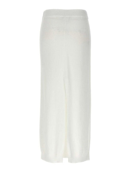 Brunello Cucinelli White Cotton Long Skirt