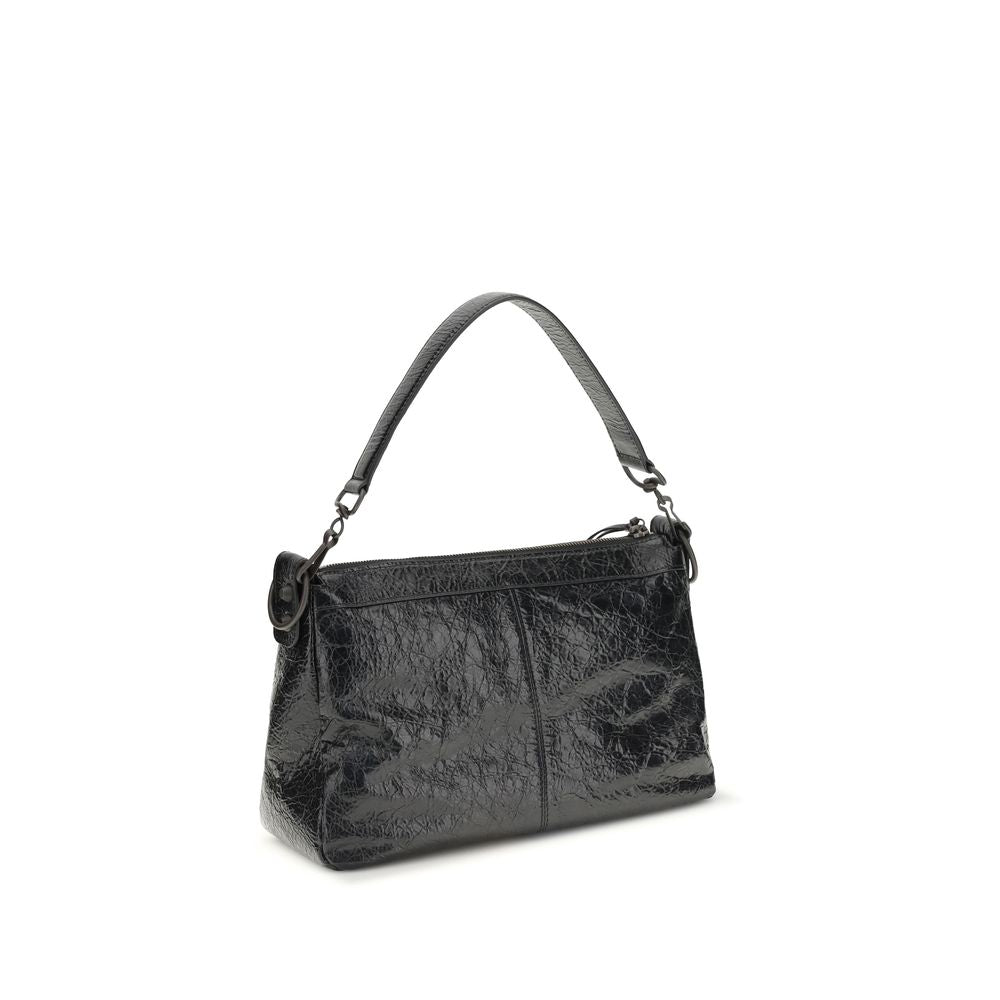 Small Shoulder Bag by Balenciaga for men in brass zamak & calf leather black features a statuesque silhouette, showcasing a secure zipper and statuesque with versatile shoulder-strap & adjustable-strap for a statuesque finish.