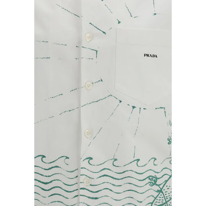 Prada White Cotton Pattern Shirt