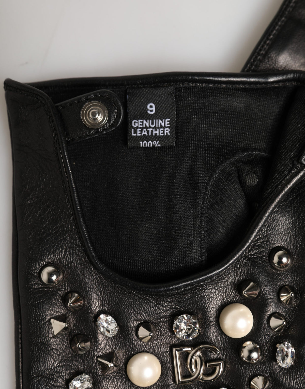Dolce & Gabbana Leather Mittens Fingerless Gloves Wrist Length - Black