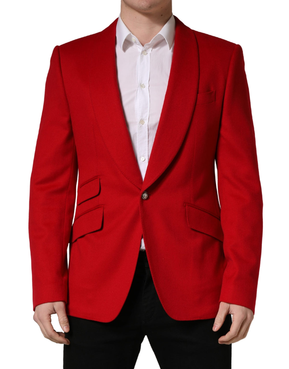 Dolce & Gabbana Men's Single Breasted Silk & Cashmere Blazer - Red
