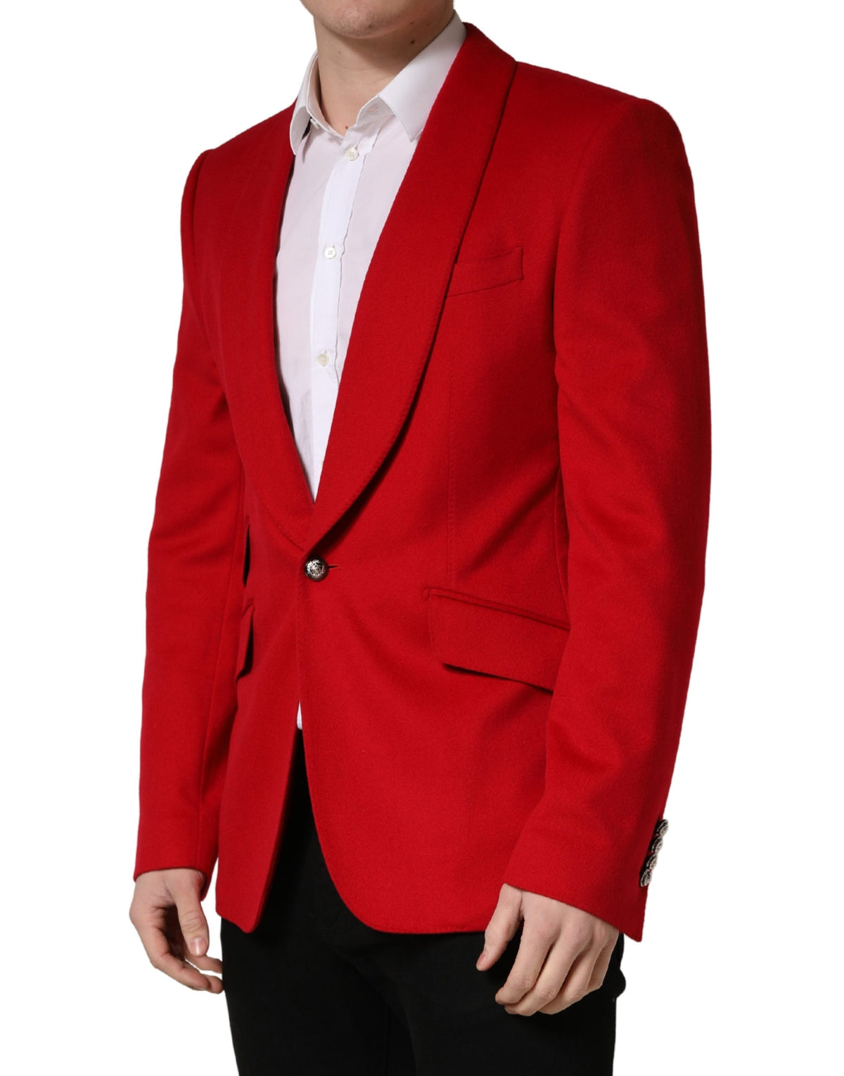 Dolce & Gabbana Men's Single Breasted Silk & Cashmere Blazer - Red