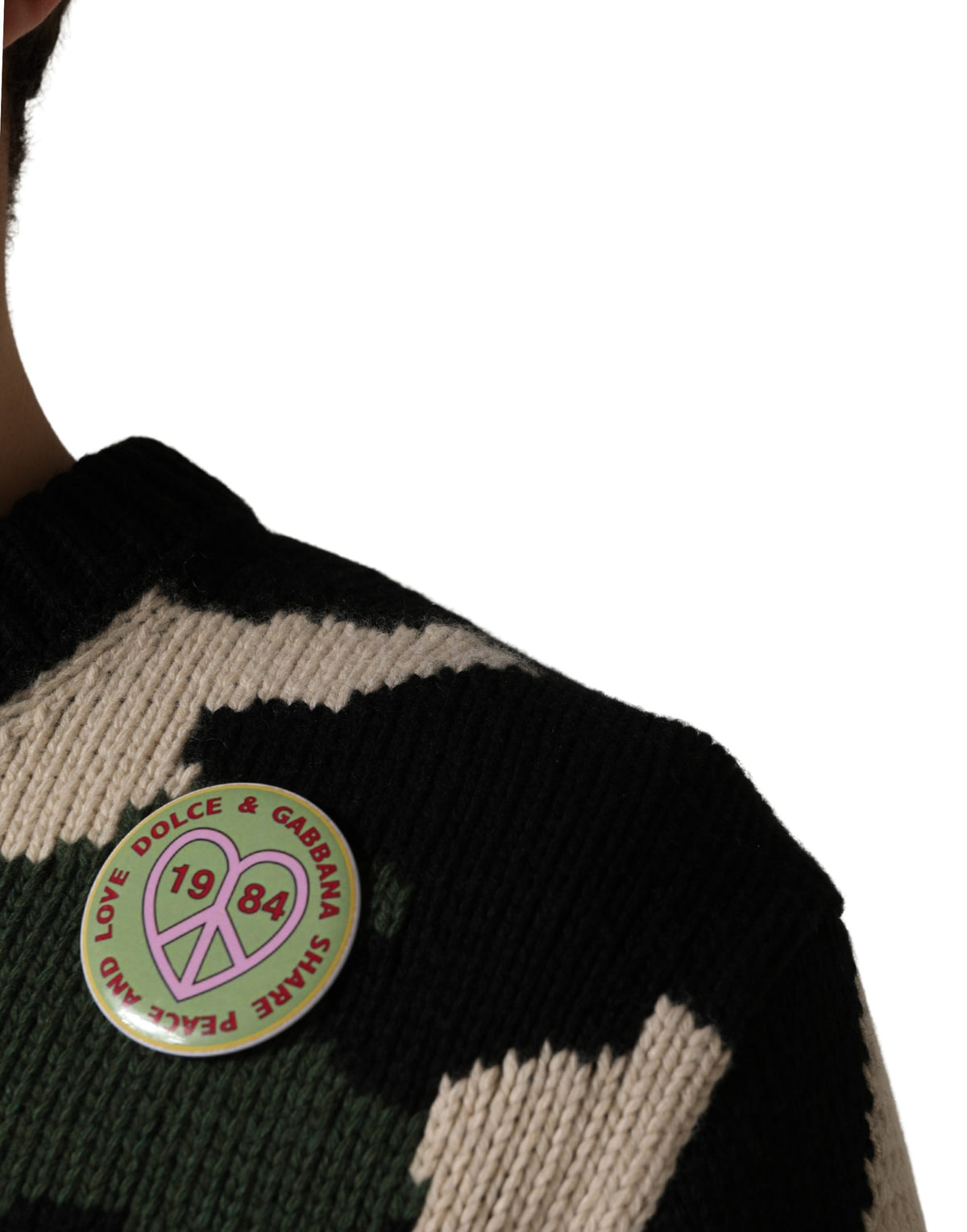 Dolce & Gabbana Men's Crew Neck Cashmere Viscose Nylon & Virgin Wool Sweatshirt - Multicolor Camouflage