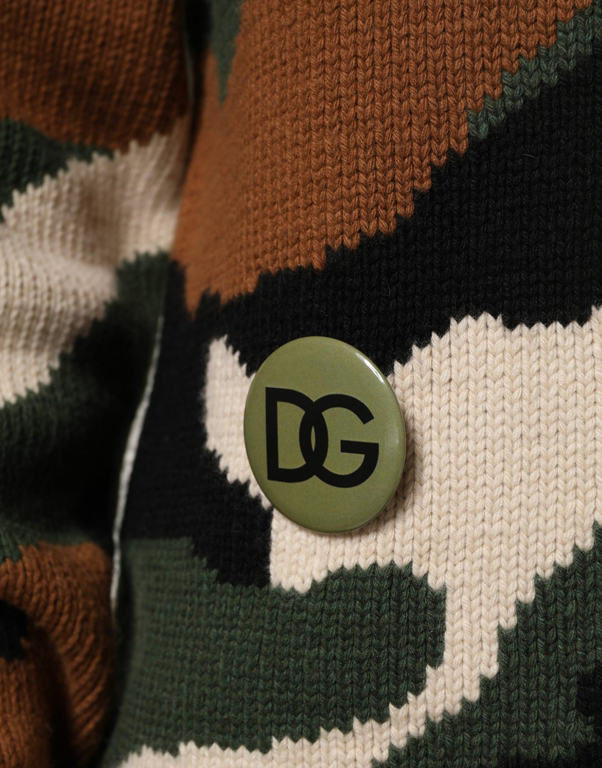 Dolce & Gabbana Men's Crew Neck Cashmere Viscose Nylon & Virgin Wool Sweatshirt - Multicolor Camouflage