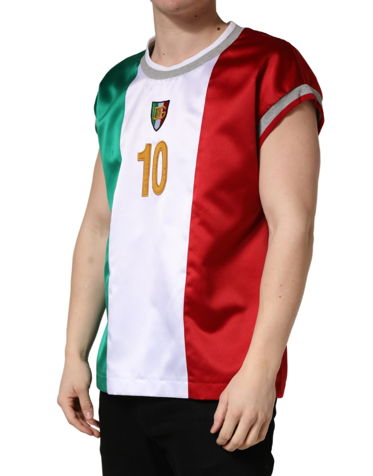 Dolce & Gabbana Men's Regular Fit Round Neck Nylon Polyester & Satin Tank Top - Multicolor