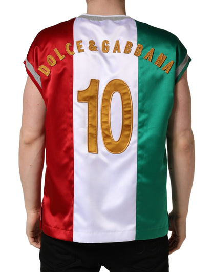 Dolce & Gabbana Men's Regular Fit Round Neck Nylon Polyester & Satin Tank Top - Multicolor