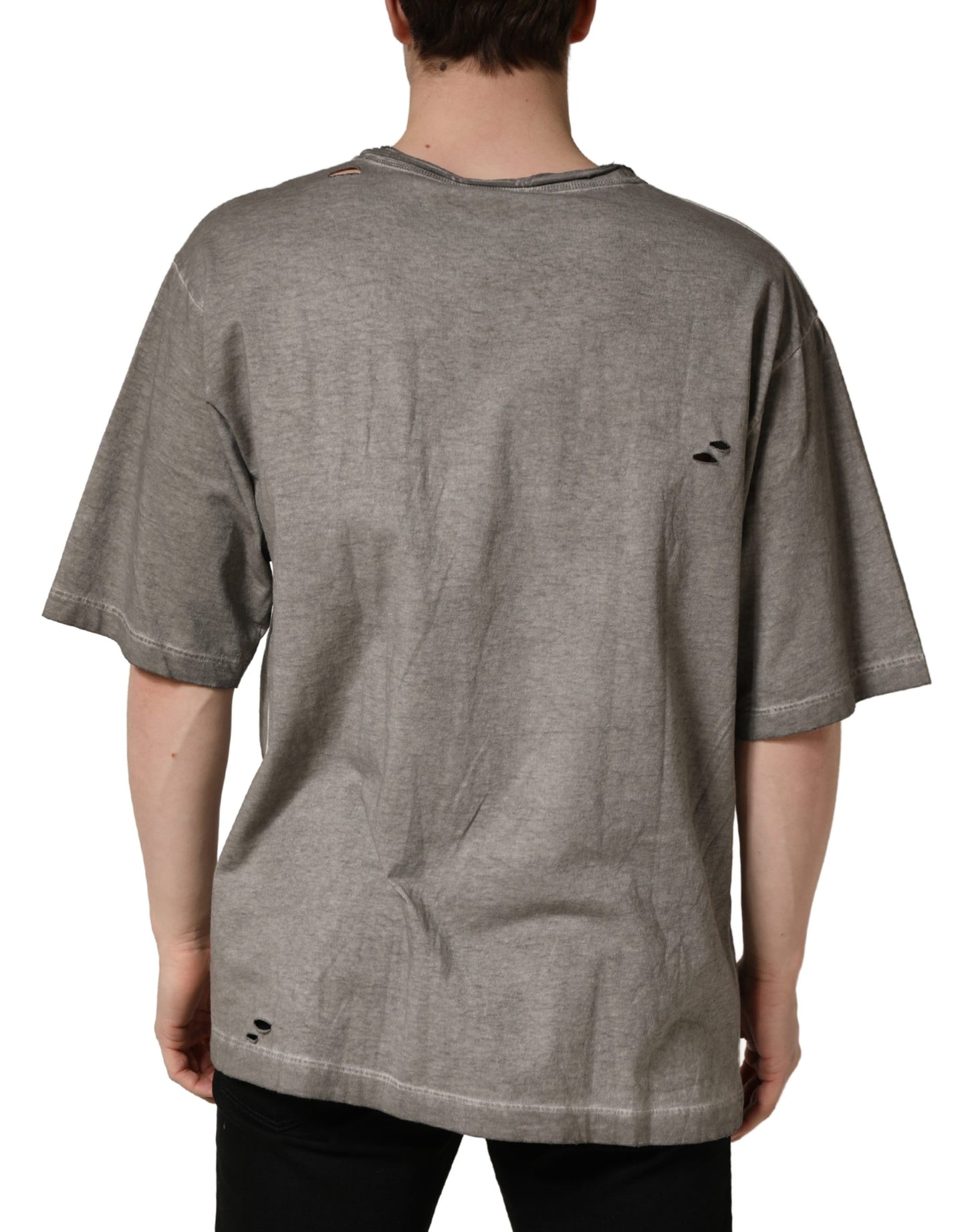 Dolce & Gabbana Gray DG Logo Print Cotton Round Neck T-shirt