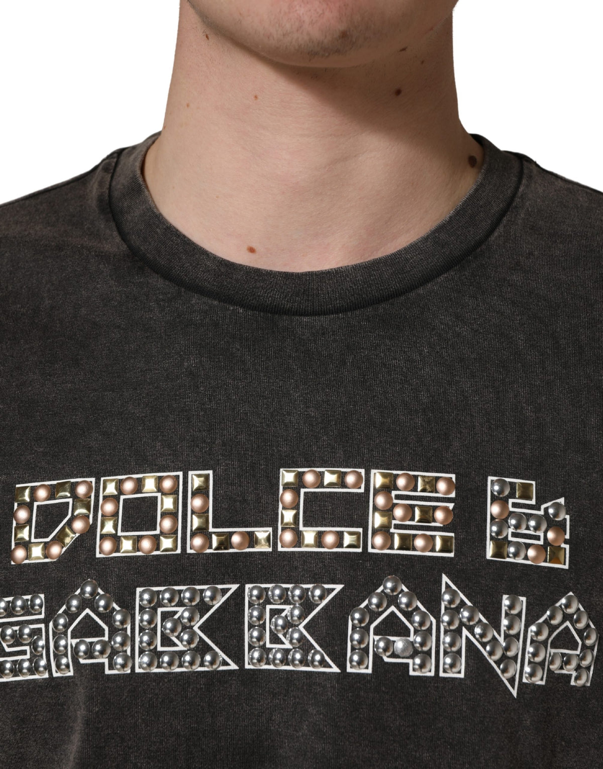 Dolce & Gabbana Men's Regular Fit Short-Sleeve Crew Neck Cotton T-Shirt - Gray
