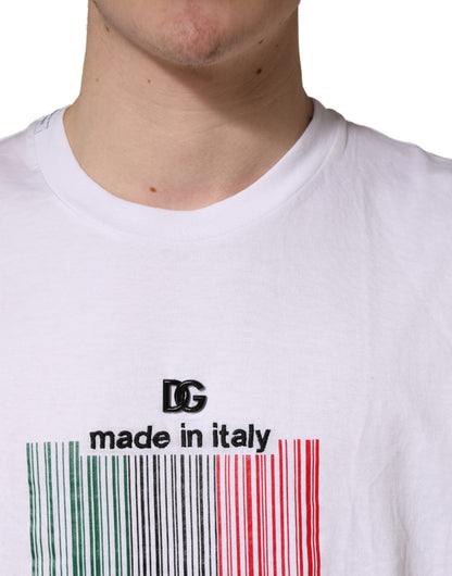 Dolce & Gabbana Men's Regular Fit Short-Sleeve Crew Neck Cotton T-Shirt - White Patterned