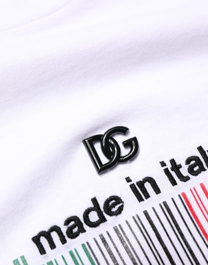 Dolce & Gabbana Men's Regular Fit Short-Sleeve Crew Neck Cotton T-Shirt - White Patterned