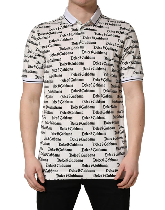 Dolce & Gabbana White Logo Monogram Cotton Men Polo  T-shirt
