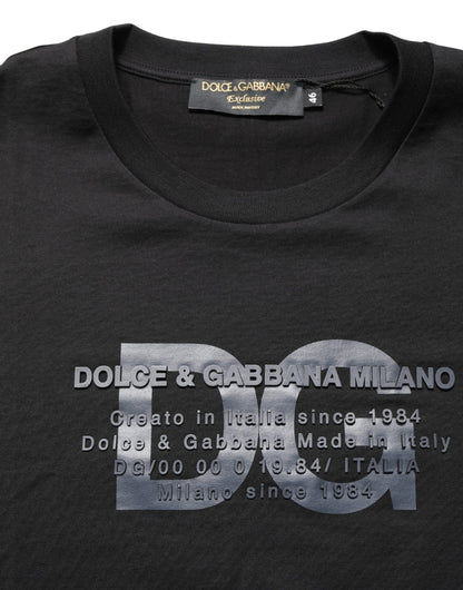 +39 MASQ Black Logo DG Print Cotton Crew Neck T-shirt