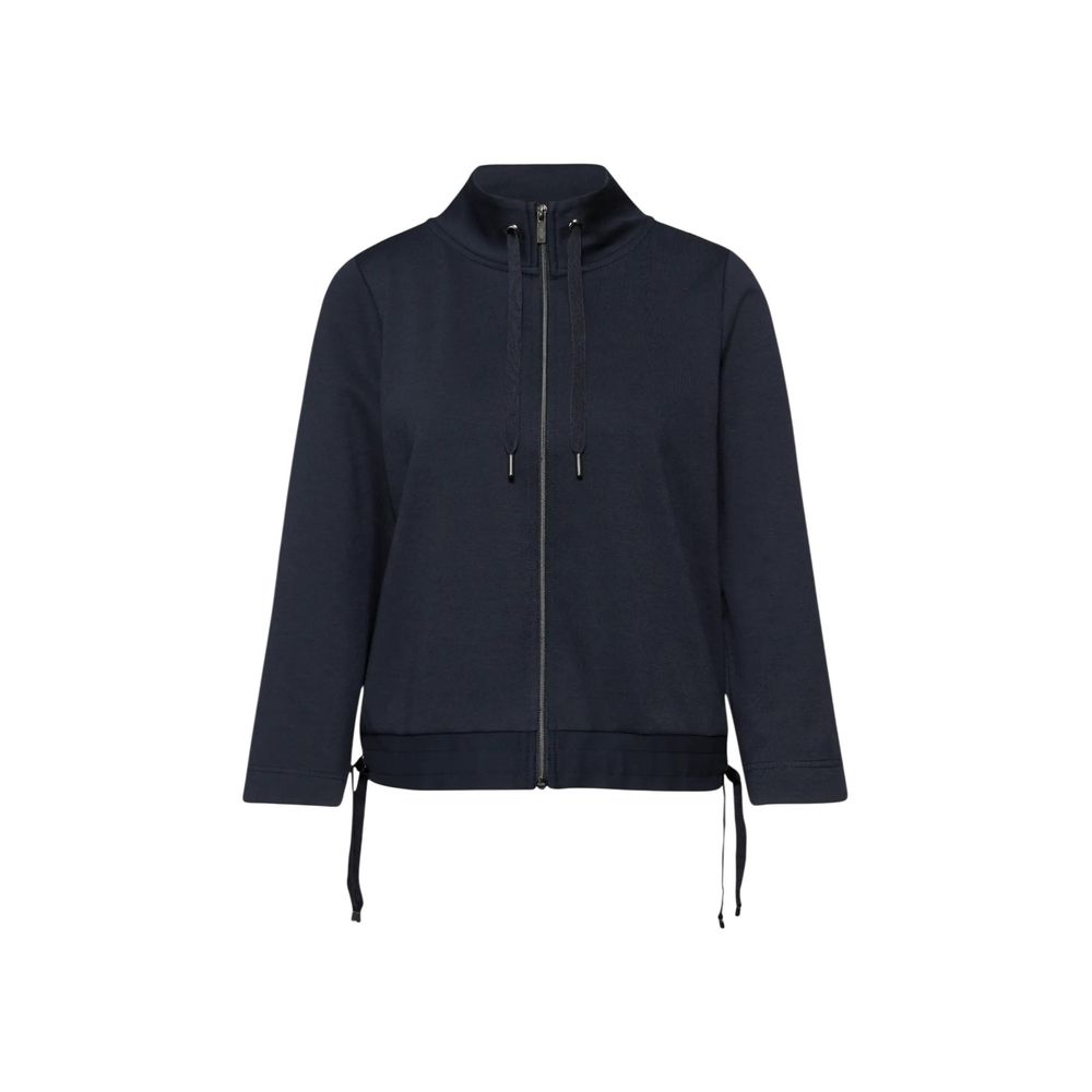 Activewear Sweatshirt by Street One for women in stretch polyester & viscose blue presents a dynamic silhouette, featuring a dynamic hooded high-collar neckline and detailed with functional .
