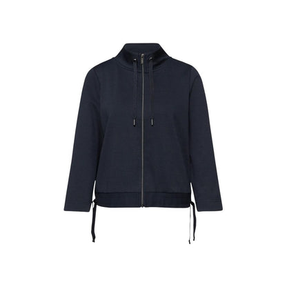 Activewear Sweatshirt by Street One for women in stretch polyester & viscose blue presents a dynamic silhouette, featuring a dynamic hooded high-collar neckline and detailed with functional .