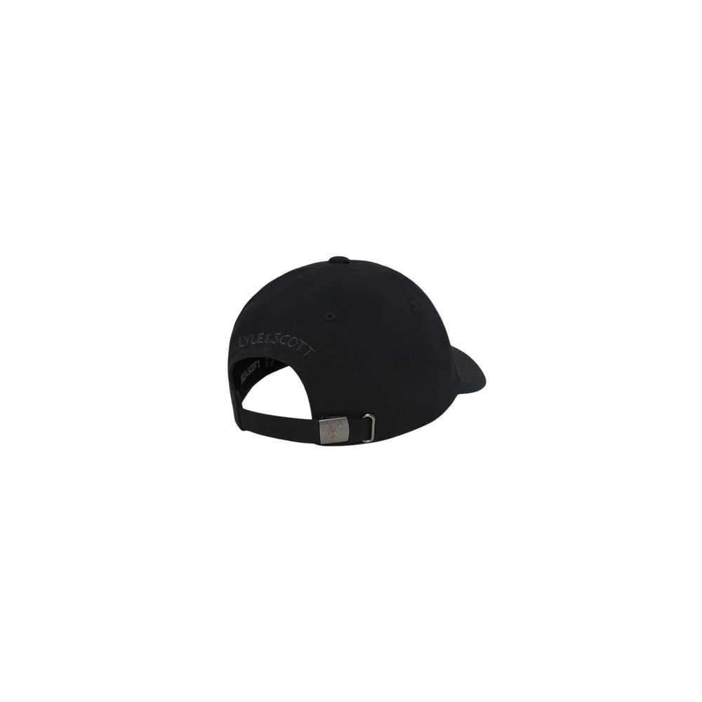 Hat by Lyle & Scott for men in cotton black features a dapper refinement silhouette, showcasing the dapper refinement design of the Cotton Hat for a sophisticated, premium look.