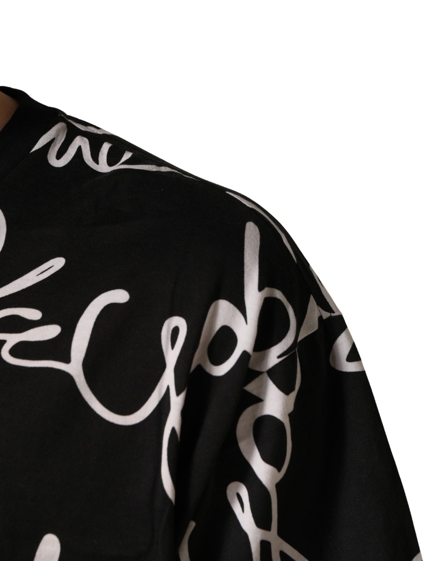 Dolce & Gabbana Black Script Logo Print Men Crew Neck T-shirt