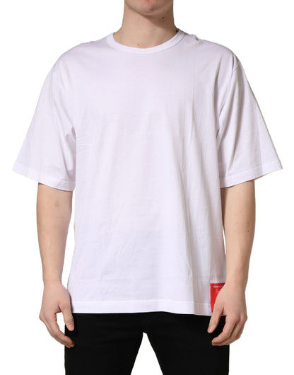 Dolce & Gabbana White Cotton Short Sleeves Crew Neck T-shirt