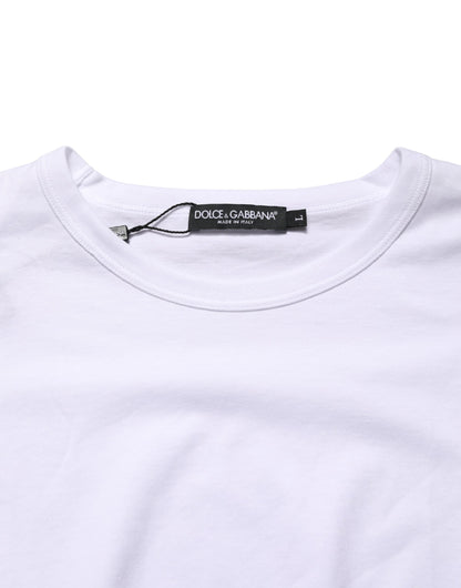 Dolce & Gabbana White Cotton Short Sleeves Crew Neck T-shirt