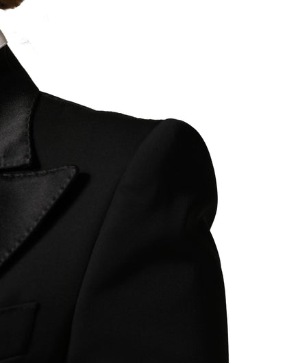 Dolce & Gabbana Women's Single Breasted Virgin Wool Silk Nylon & Elastane Blazer - Black