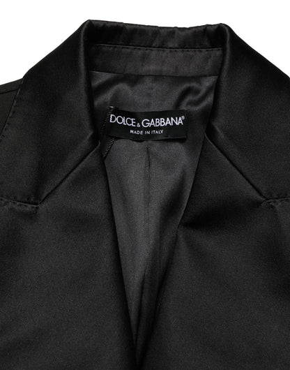 Dolce & Gabbana Women's Single Breasted Virgin Wool Silk Nylon & Elastane Blazer - Black
