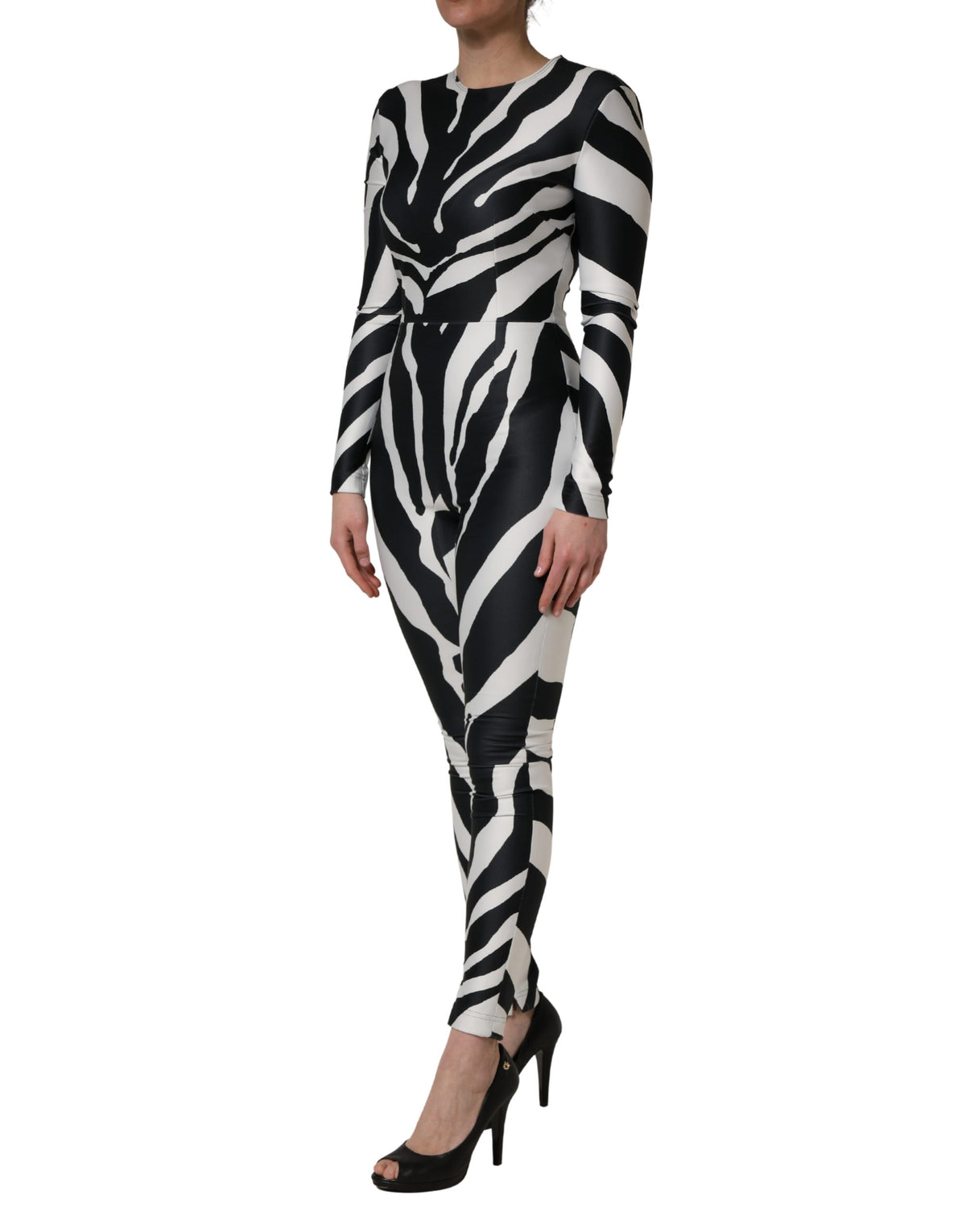 Dolce & Gabbana Play Women's Stretch Polyester One-Piece - Black White Zebra Patterned Print