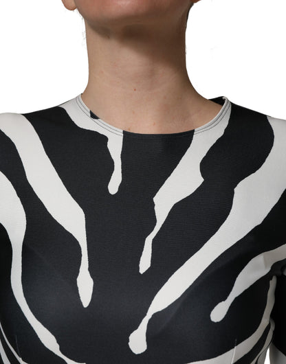 Dolce & Gabbana Play Women's Stretch Polyester One-Piece - Black White Zebra Patterned Print