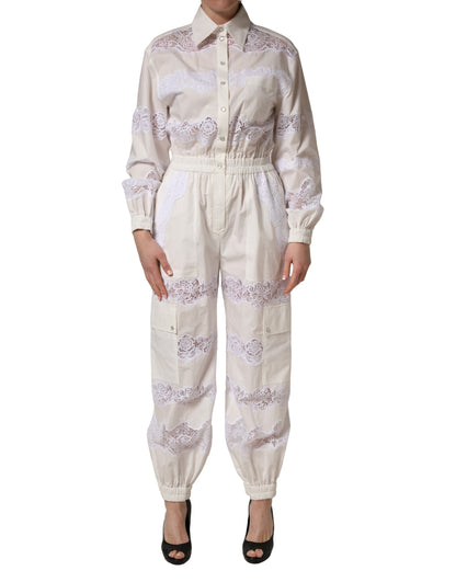 Dolce & Gabbana Crisp Women's Nylon Polyester Cotton & Lace One-Piece - White