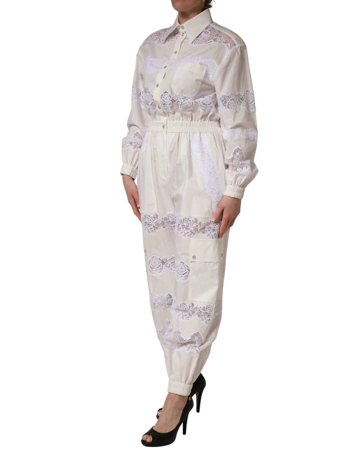 Dolce & Gabbana Crisp Women's Nylon Polyester Cotton & Lace One-Piece - White