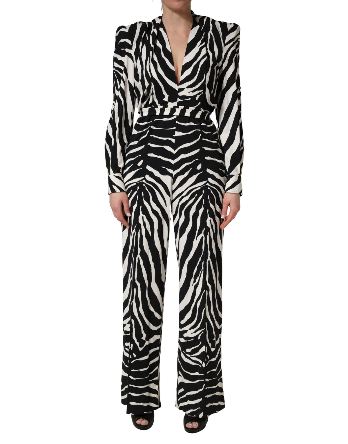 Dolce & Gabbana Play Women's Viscose Silk One-Piece - Black White Zebra Patterned Print