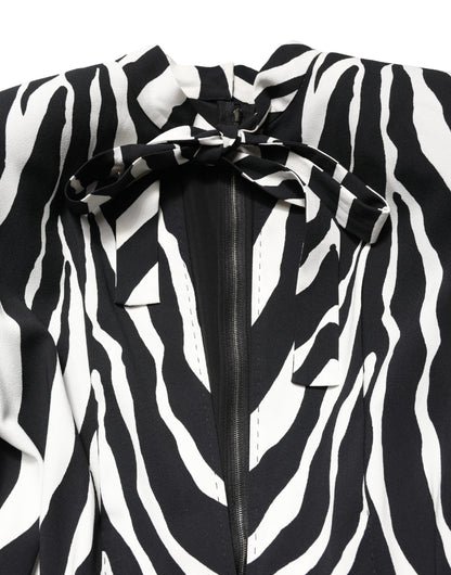 Dolce & Gabbana Play Women's Viscose Silk One-Piece - Black White Zebra Patterned Print