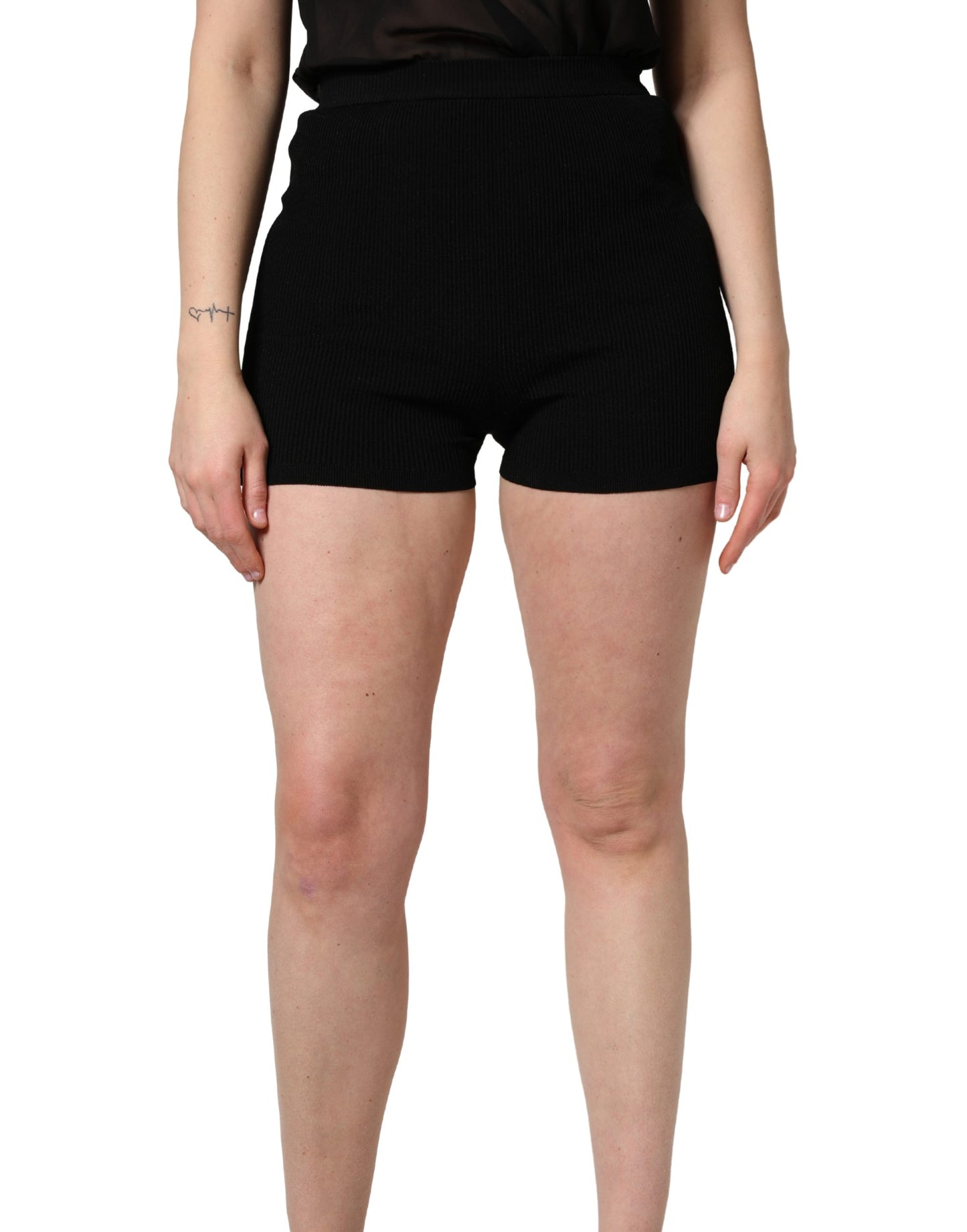Dolce & Gabbana Black Viscose High Waisted Hot Pants Shorts