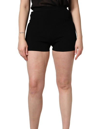 Dolce & Gabbana Black Viscose High Waisted Hot Pants Shorts