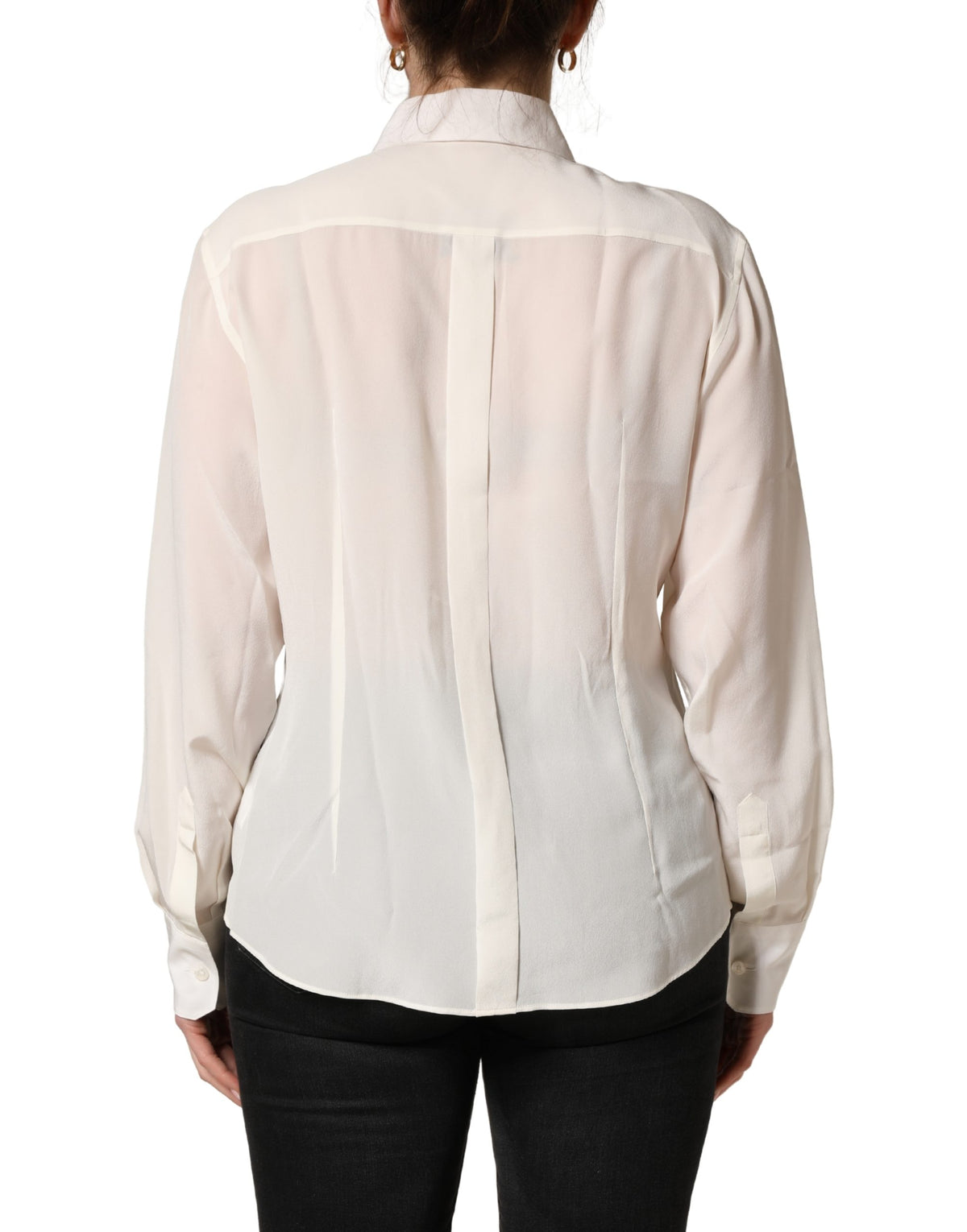 Dolce & Gabbana Women's Long-Sleeve Silk Dress Shirt - White