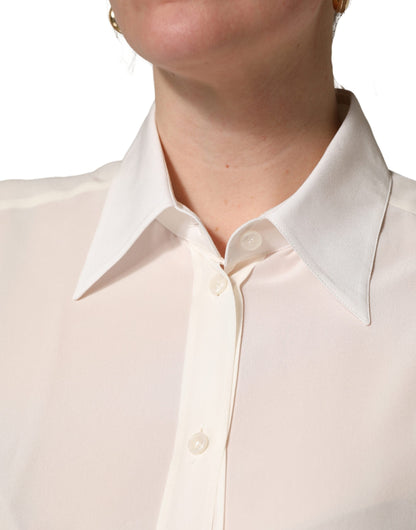 Dolce & Gabbana Women's Long-Sleeve Silk Dress Shirt - White