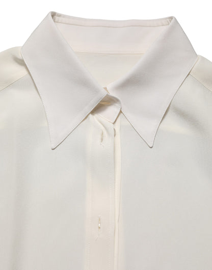 Dolce & Gabbana Women's Long-Sleeve Silk Dress Shirt - White