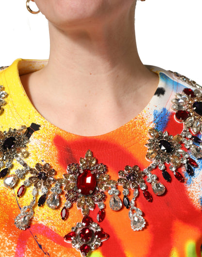 Dolce & Gabbana Women's Crop Top Cropped Round Neck Cotton Tank - Multicolor Patterned
