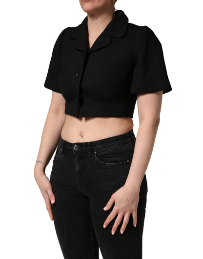 Dolce & Gabbana Women's Crop Top Cropped Polyester & Virgin Wool Tank - Black