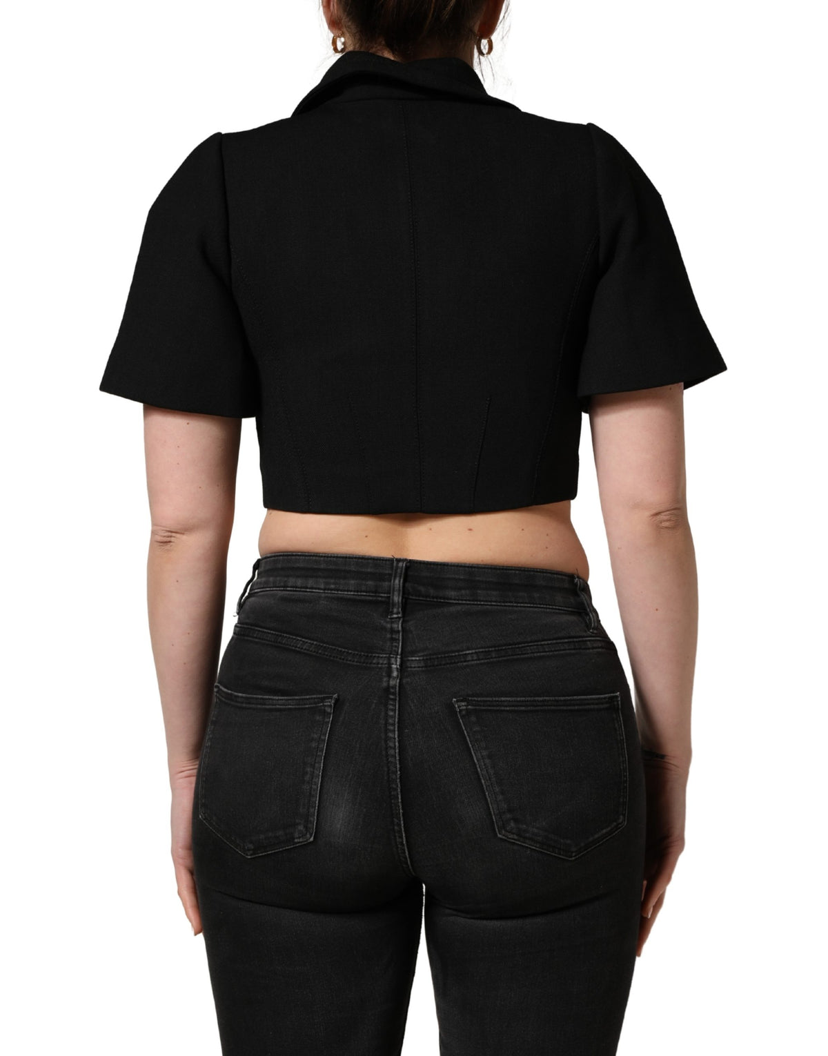 Dolce & Gabbana Women's Crop Top Cropped Polyester & Virgin Wool Tank - Black